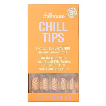 Chillhouse - Chill Tips, Press on Nails Kit - Let It Flow 2.0 Oval - 24 Nail Shapes & Sizes - Up to 2 Weeks of Wear - Customizable Fit - Reusable - Latina Founded & Women Owned - Beauty & Self Care