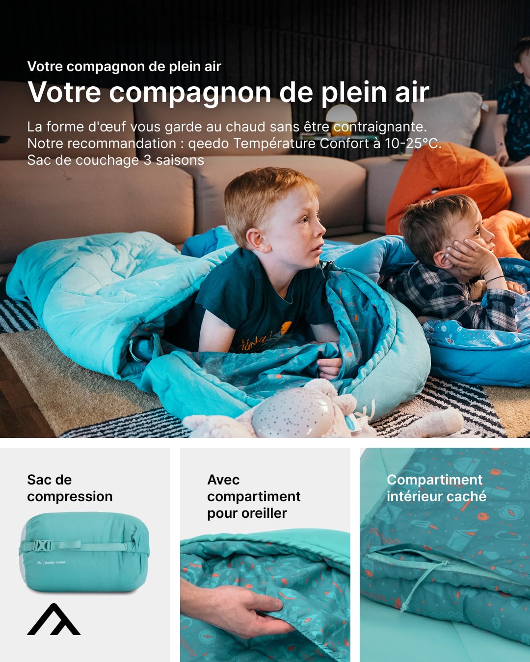 qeedo Buddy Junior Sac de Couchage Enfant, Comfort Control, Best Shape, Soft Touch