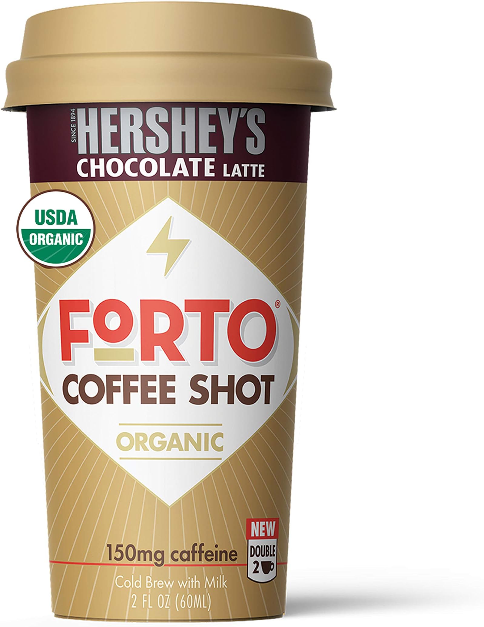 FORTO Coffee Shots, Hershey's Latte, Ready-to-Drink on the go, High Energy Cold Brew Coffee - Fast Coffee Energy Boost, Pack of 12