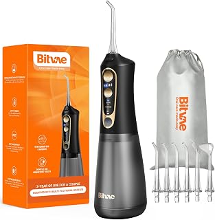 Bitvae C6 Cordless Water Dental Flosser: Portable IPX7 Waterproof Oral Irrigator with 6 Tips, 3 Modes, 300ml Tank for Travel
