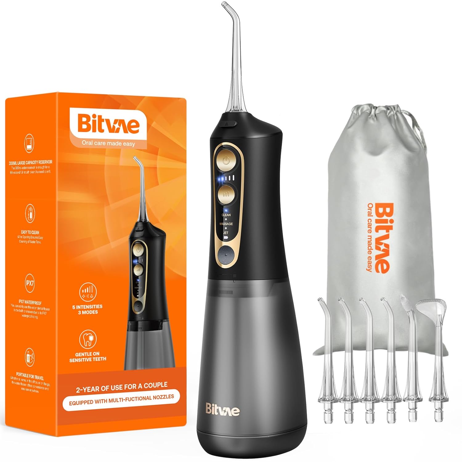 Bitvae C6 Water Dental Flosser for Teeth Cordless Flosser for Travel with 6 Jet Tips 3 Modes 5