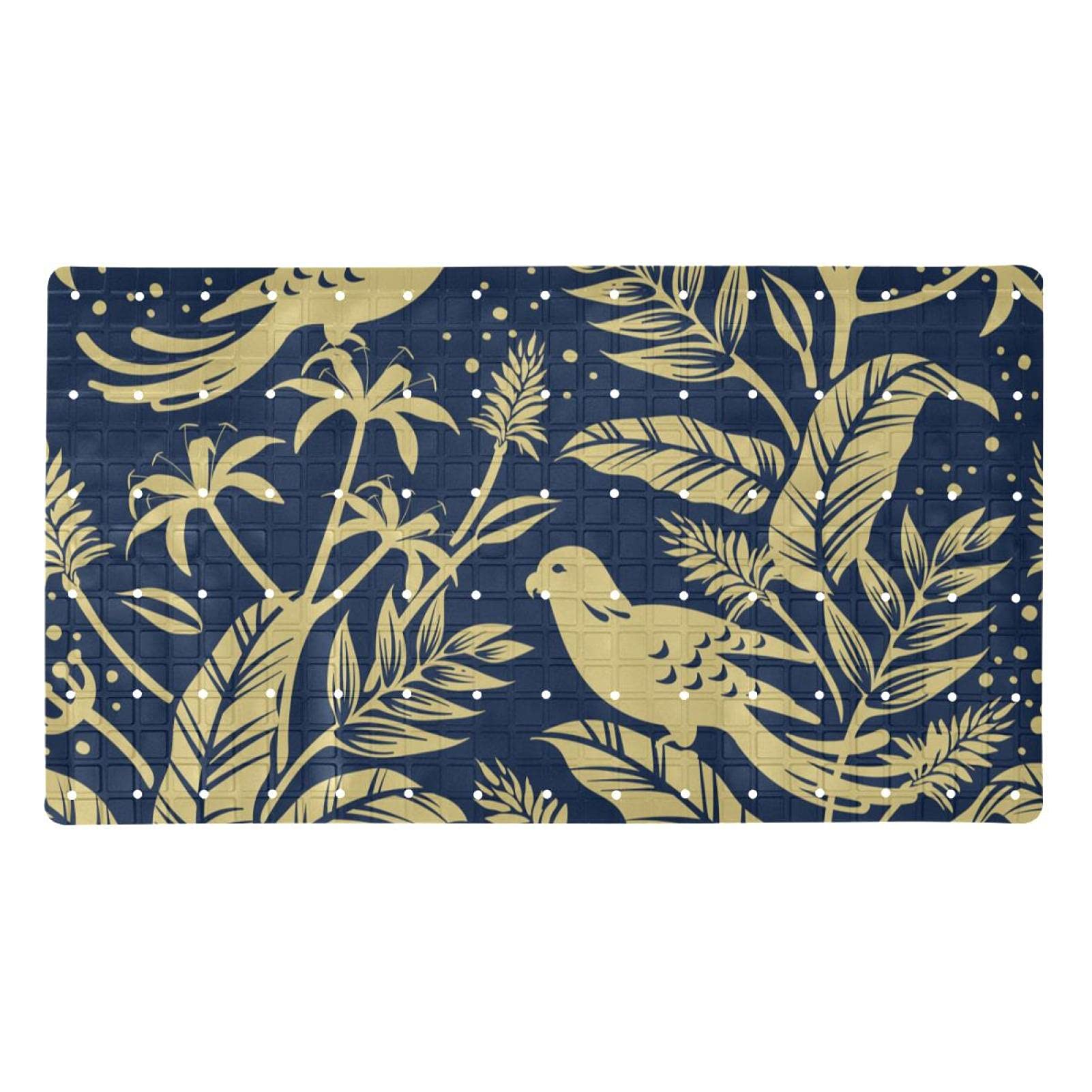 Tapis de bain bleu en PVC antidérapant avec ventouses pour la douche