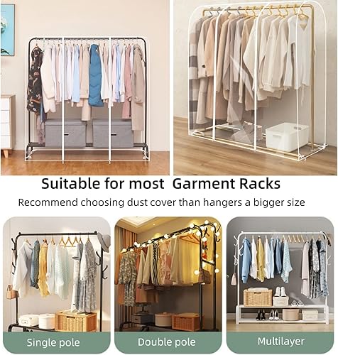 Miniatura 5 de Funda para perchero, funda transparente de PEVA para perchero con 2 cremalleras suaves, a prueba de polvo e impermeable (47 x 20 x 59 pulgadas,