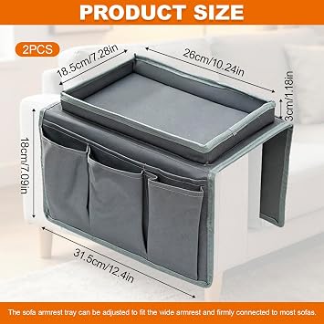 2 Pcs Functional Sofa Armrest Organizer, Remote Control Holder