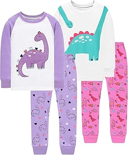 Girls Pajamas Dinosaur Cotton Unicorn Pjs Jammies Fall Winter Long Sleeve Kids Sleepwear Sets for Size 2-7T