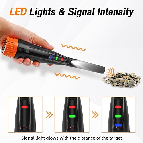 Miniatura 10 de Dmyond Detector de metales Pinpointer y kit de accesorios, varita puntero de mano impermeable, 3 modos de detección de búsqueda localización, sonda