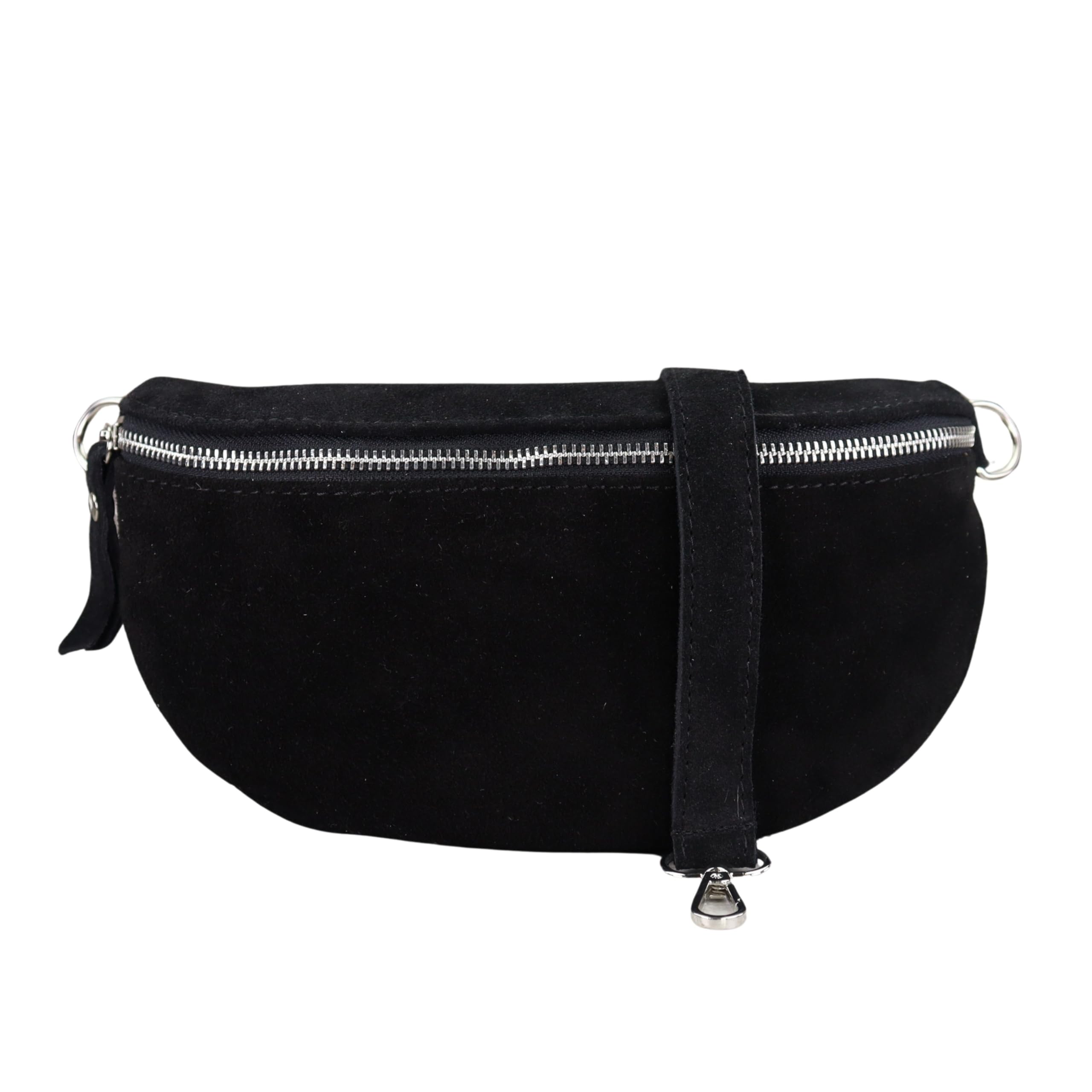 BLADE Bauchtasche Damen, Handgemachte Wildledertasche, Crossbody Bag, Gürteltasche Echtes Leder mit Ledergurt, 3 Größen, Stylische Umhängetasche aus Italien, Geschenk für Sie, Ledertasche-Schw