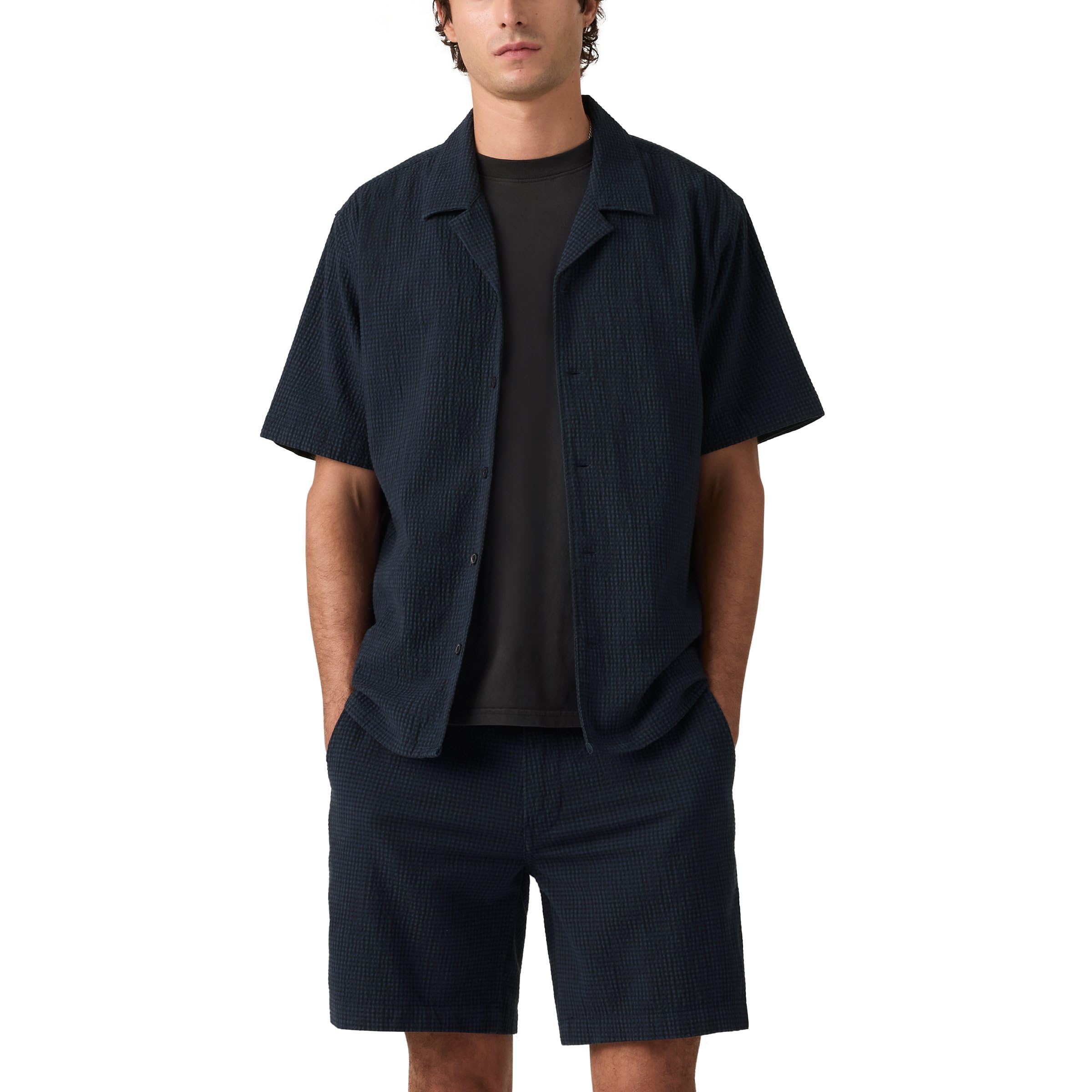 Levi's Men's Cadiz Plaid Navy Pla Sunset No Pkt Camp - Standard Cadiz Plai