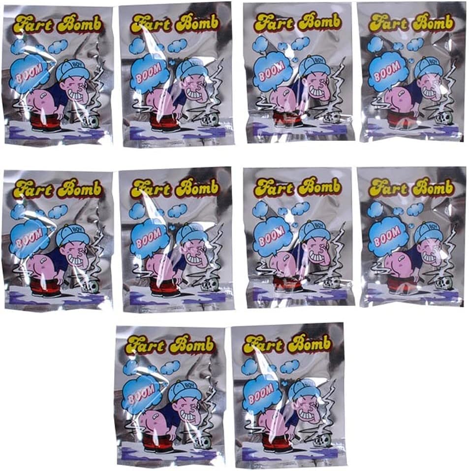 10PCS New Funny Shock Toys Fart Bomb Bags Stink Bomb Smelly Explosion Smelly Package The Whole People Toy Stink Fart Packages Odor April Fool ‘s Day Toys- Funny Gag Prank Joke Nasty