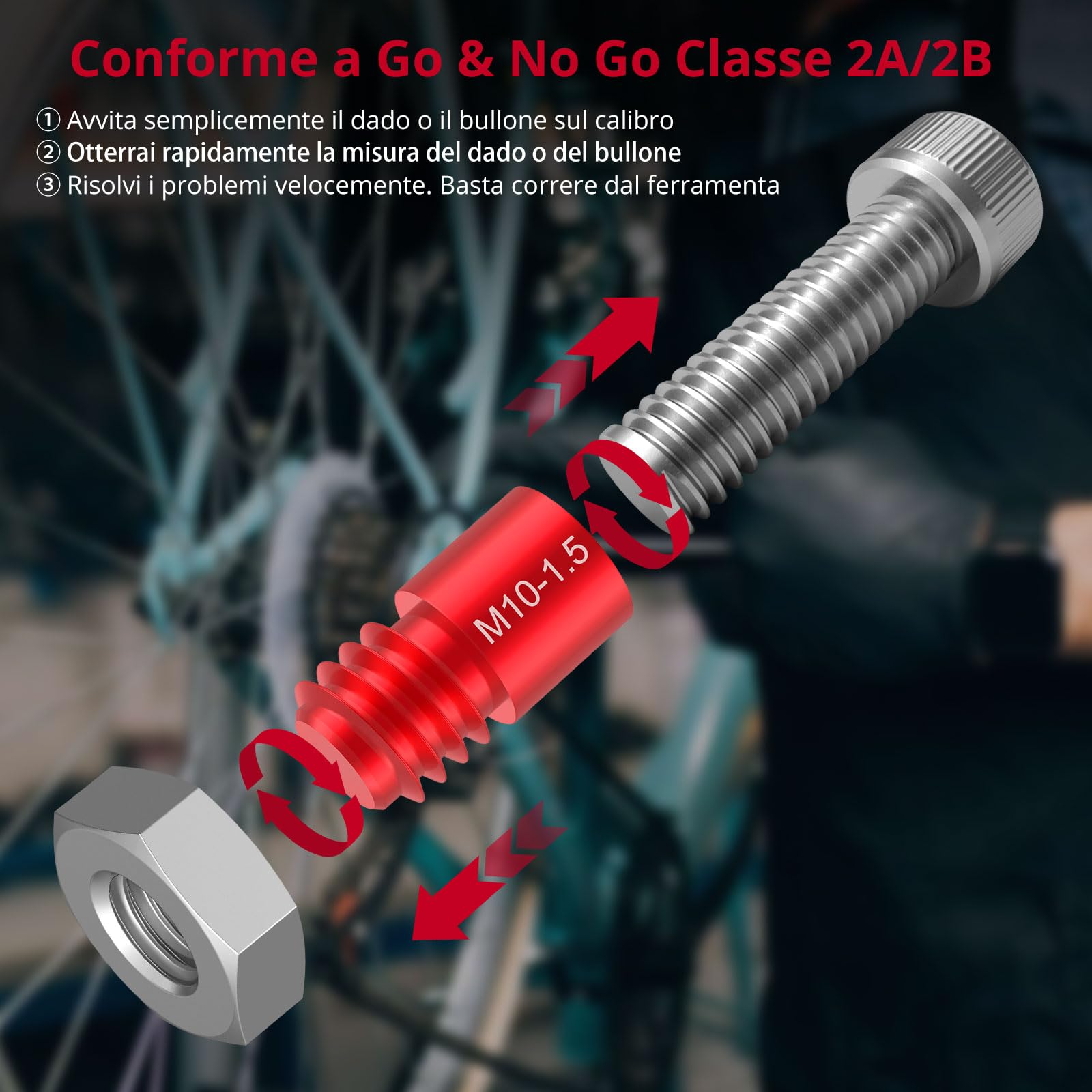 XUNTOP Tester per Filettatura 50 Pezzi Alluminio UNC Metrico 27 Blu 23 Rossi M2-M20