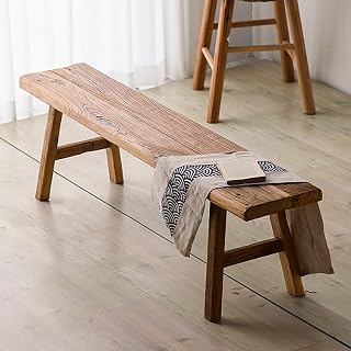 Farmhouse Entryway Dining Wood Bench Seat Furniture Wooden End of Bed Bench for Bedroom Indoor Dining Table Entry Narrow Kitchen Bench Solid Wood Sturdy and Stable(120cm(47.2in))
