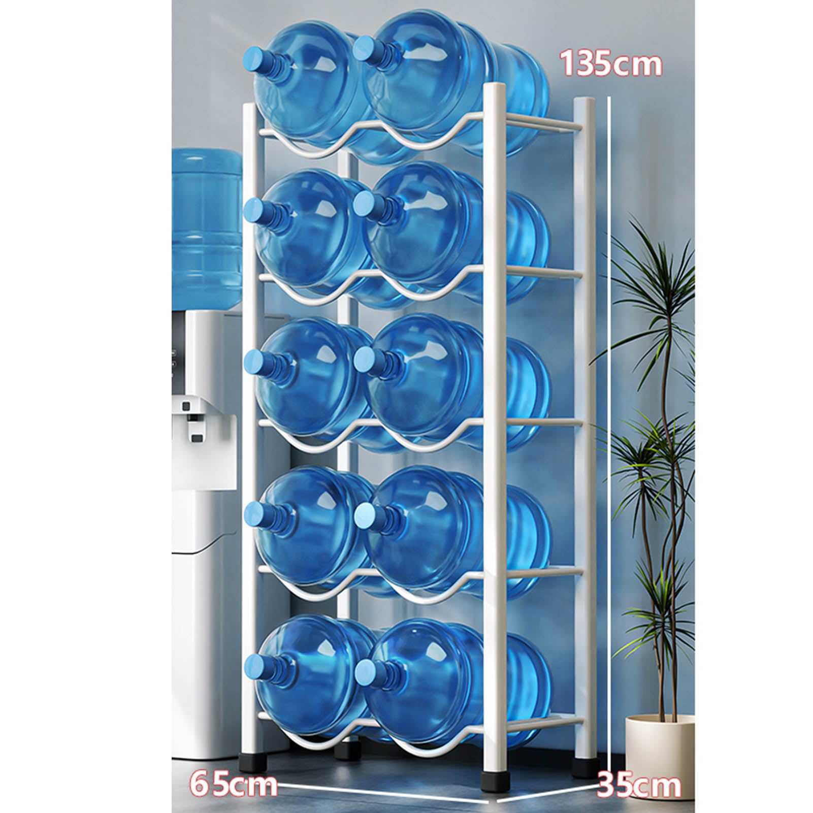 Supporto portaoggetti per secchi, organizer per brocche per refrigeratori d'acqua, supporto portaoggetti a doppia fila per impieghi gravosi - Portabottiglie di grande capacità per ufficio, cucina, in