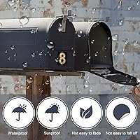 Vista 3 de Prasacco 240 piezas de 10 hojas de calcomanías de números dorados sobre negro, impermeables, números de buzón, autoadhesivas, calcomanías de números