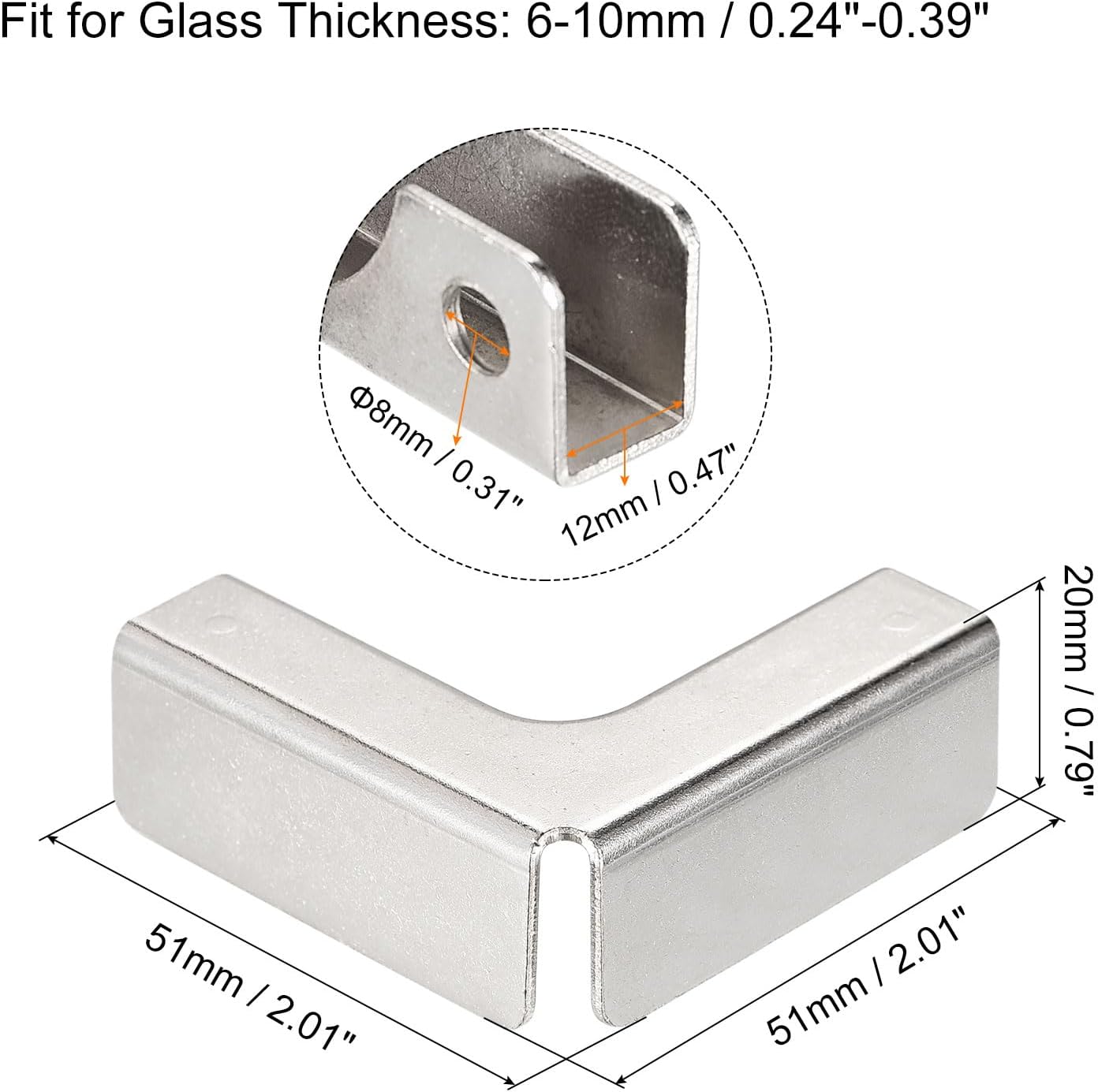 HARFINGTON Glass Fixing Clip, 6pcs for 6-10mm L-Shaped Glass Combination Fixing Bracket Reinforced Clip Clamp Glass Accessories for Glass Display Cabinet, Fish Tank image 2