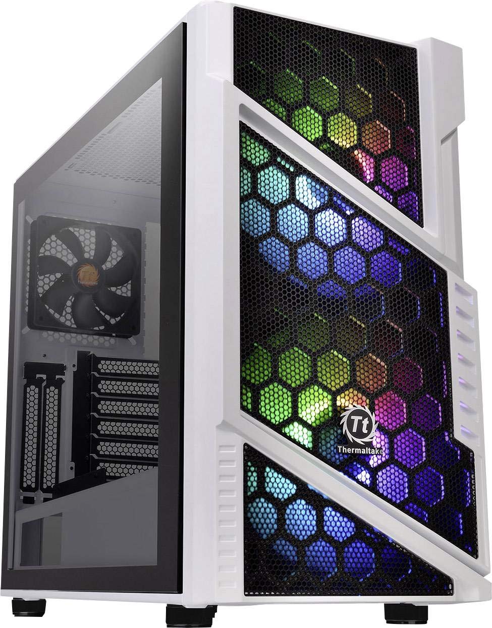 Thermaltake Commander C 31 TG podwójne 200 mm ARGB wentylatory LED szkło hartowane M-ITX M-ATX ATX Mid Tower obudowa - Śnieżna biel