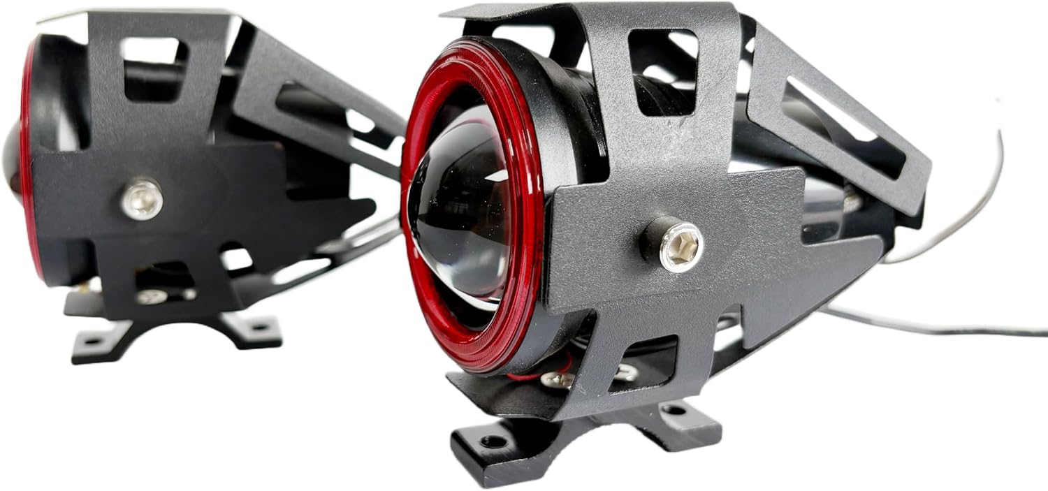 12-84V Electric Scooter/Motorcycle Light LED Headlight Super Bright U7 Fog Light Angel Eye Daytime Running Light Strobe Multi-Function Spotlight Suitable for Electric Vehicles/ATVs/UTVs