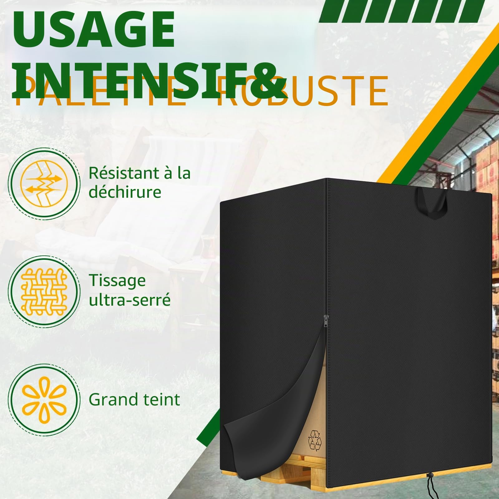 Housse de protection imperméable pour palette d'extérieur Oxford 420D - Housse de protection contre la poussière - Convient pour 122 x 106 x 122 cm (L x l x H)