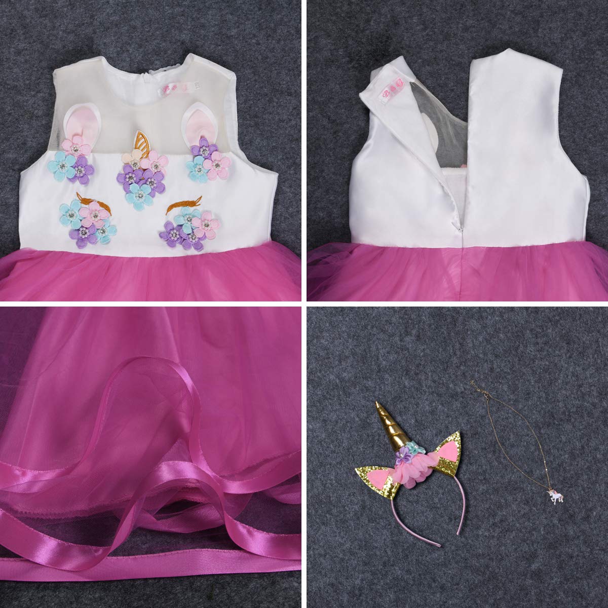 URAQT Vestito da principessa, da bambina, per cosplay, carnevale, feste, matrimoni, principessa, con collana e fascia