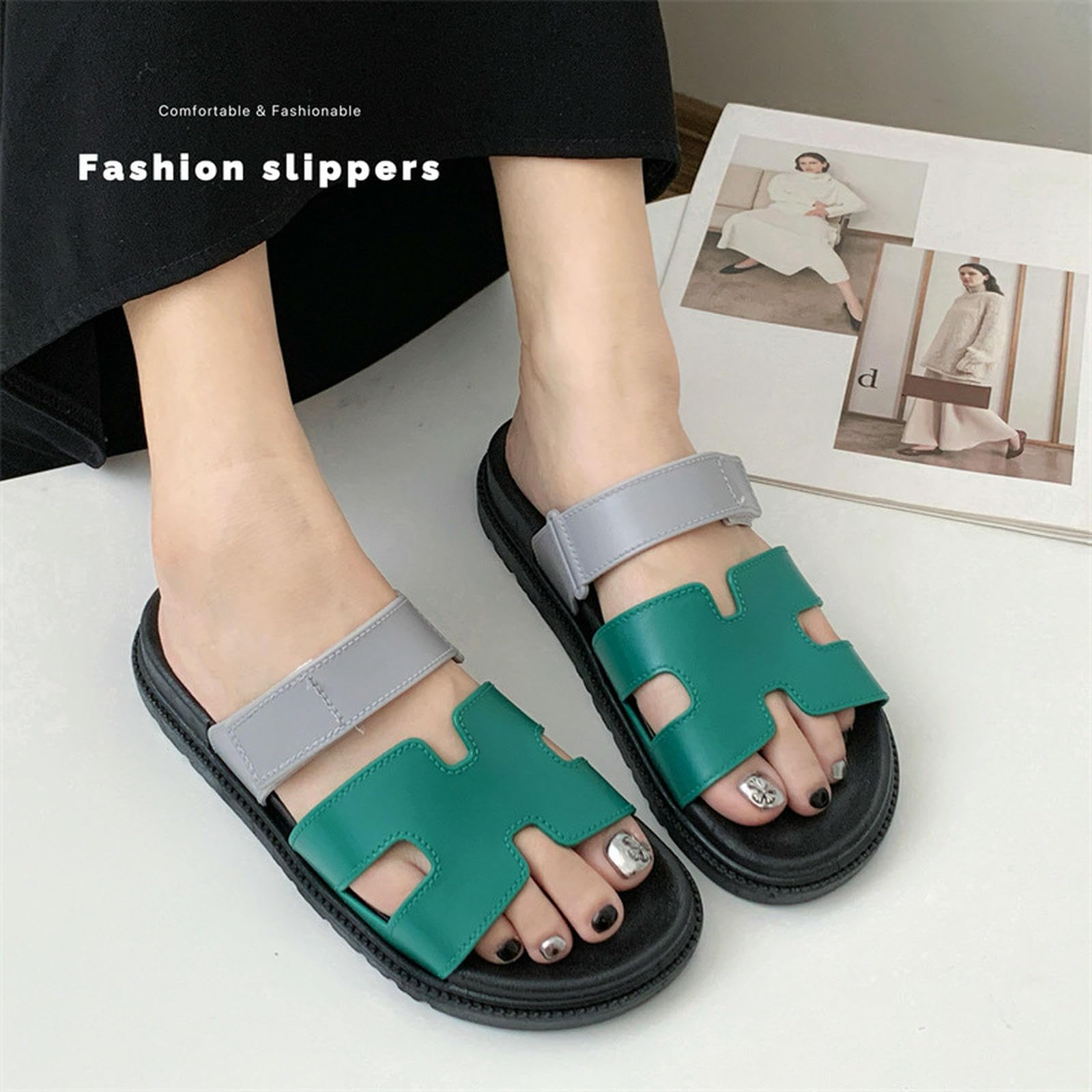 Sandali alla Moda da Donna per Vacanze al Mare, attività All'aperto, Spostamenti A Casa E Comfort Casual-nero-40 41