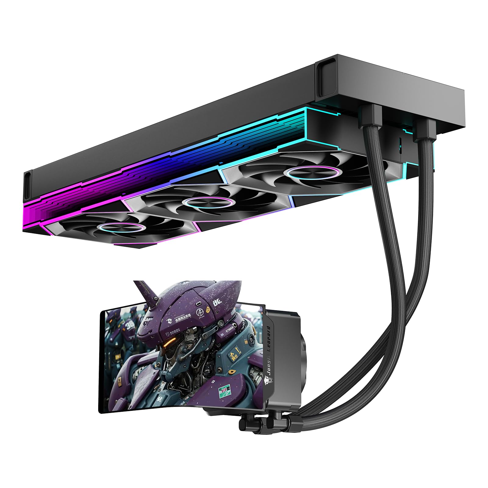 TZMRIT CA360 ARGB 360mm AIO Drehbar 6.67 '' AMOLED Gebogener Bildschirm 3D Anamorphe Wirkung Anpassbar AIO Wasserkühlung 360mm, 320w TDP, für Intel LGA 1851/1700 AMD AM5/AM4 (BK)