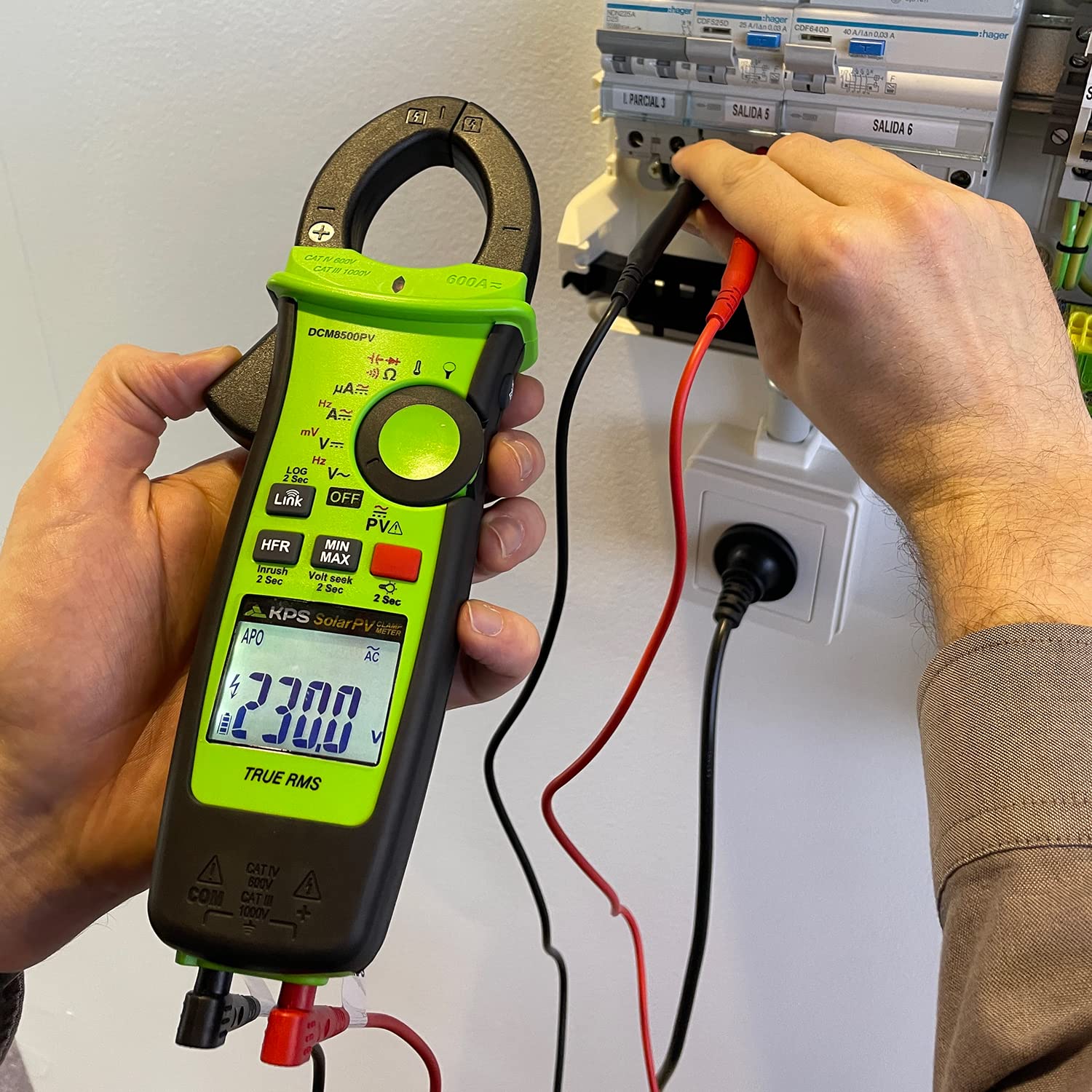 Pinza Amperometrica TRMS con Bluetooth KPS-DCM8500PV 1500VAC 2000VDC 600A 4000µA DC Solari