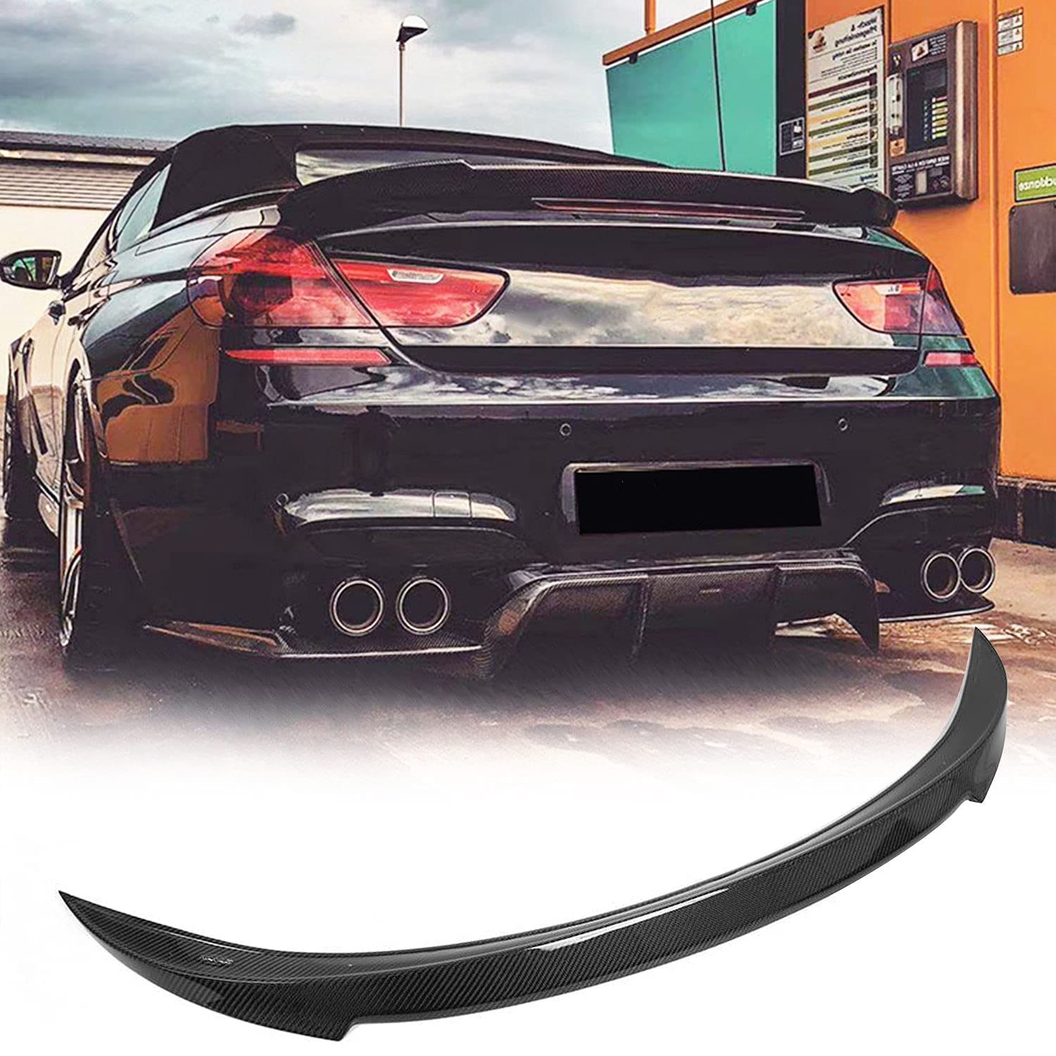 URYYRIT Carbon Fiber, Car Rear Trunk Wing Spoiler, Windshield Wing, Rear Roof Spoiler, Tailgate Flap, For BM-W 6 Series M6, Exterior Accessories