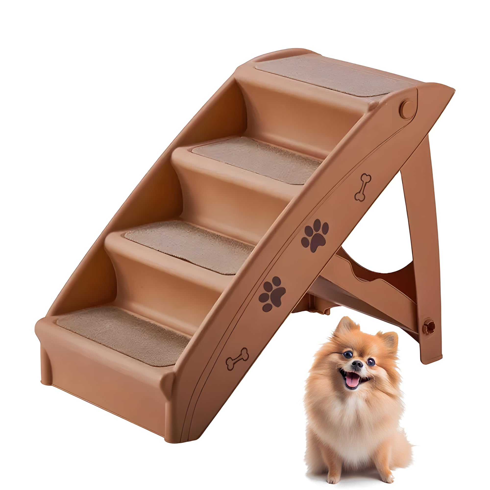 24x7 eMall Pet Bed Stairs and Ramp, Vehicle Car Folding Dog Cat Pet Plastic 4 Step Stairs 76 x 38 x 12.5 cm, Brown-image-33