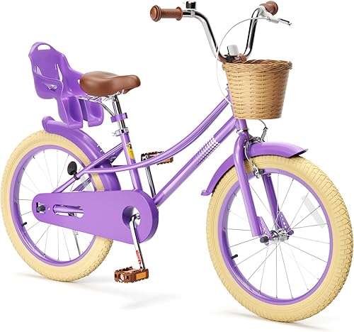 Miniatura 20 de Glaf Bicicleta para niñas de 12, 14, 16, 20 pulgadas, con ruedas de entrenamiento para niños de 2 a 12 años, bicicleta con cesta y asiento de