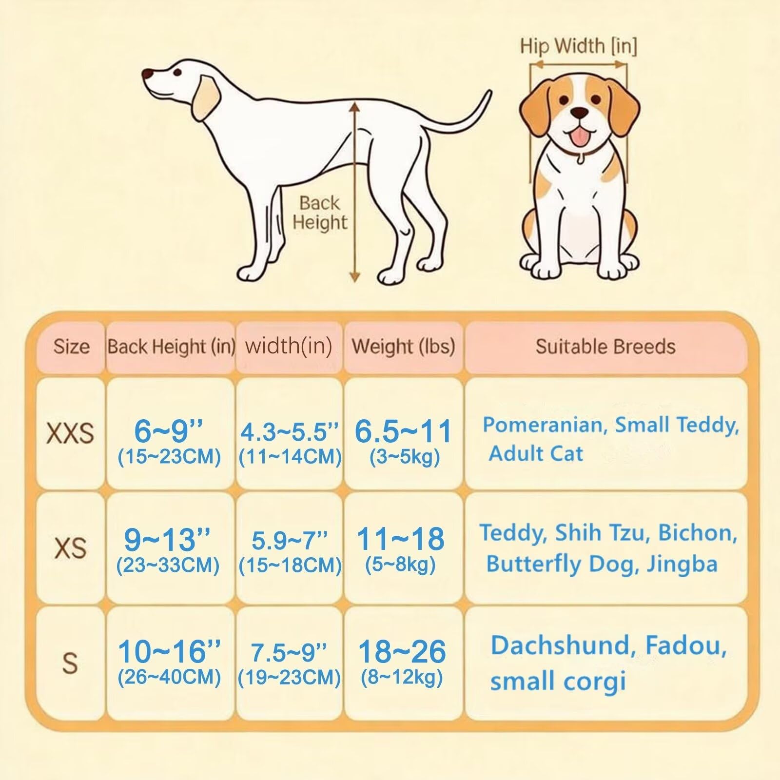 Sedie a rotelle per cani di medie e piccole dimensioni, Gamba posteriore regolabile carrozzo per animali domestici, Arto posteriore dell'animale domestico riabilitazione (XS)