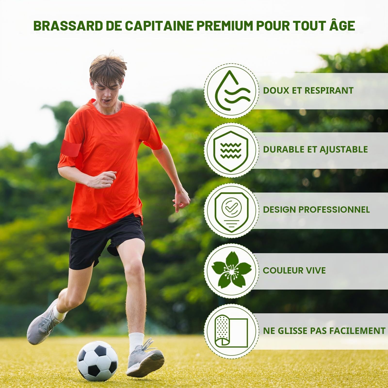 PATIKIL Brassard de Capitaine de Football, 18 pièces Brassards de Capitaine élastiques pour Le Football Brassards de Capitaine de Sport pour Jeunes et Adultes Équipe de Football Rouge
