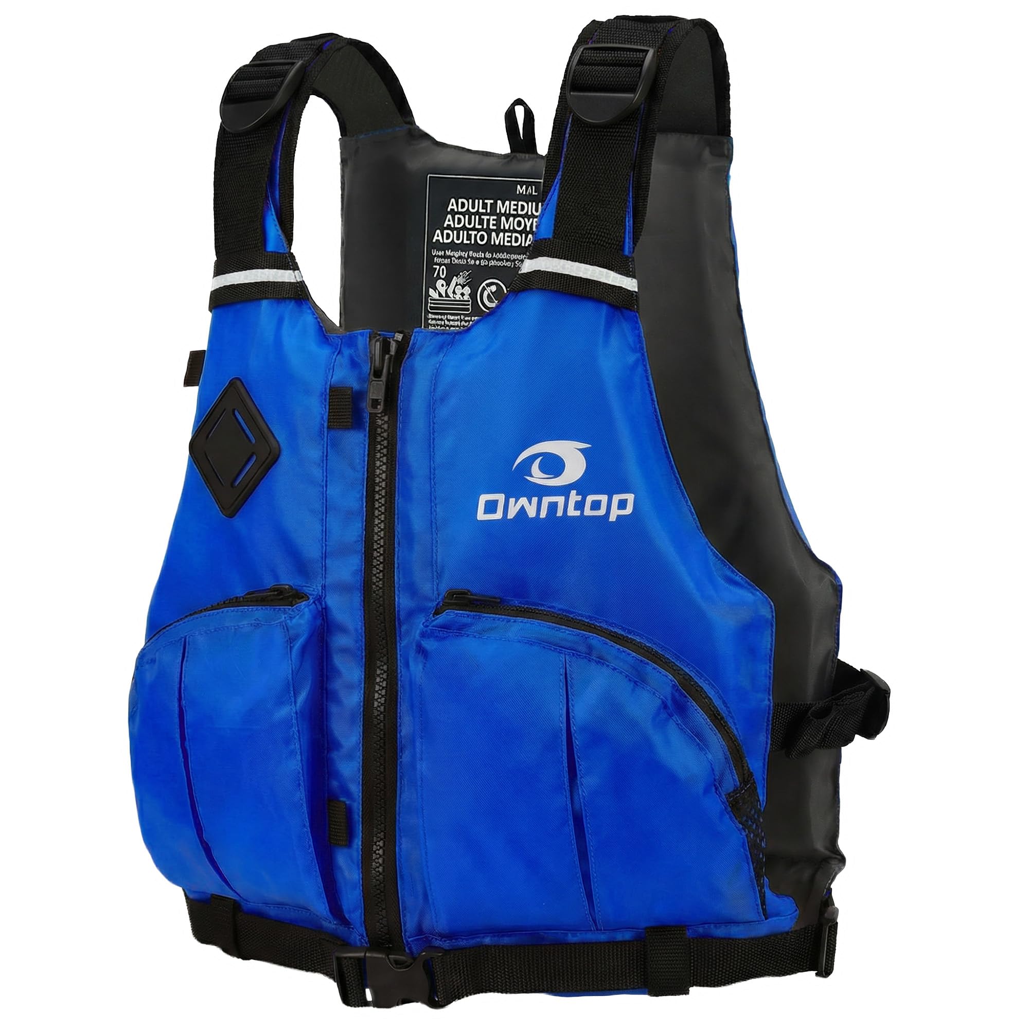 Owntop Buoyancy Aids Adults with Hydration Pack, Dual Zipper Pockets | Adjustable Buoyancy Vest Jacket | Swim Vest Unisex for Kayaking, SUP, Canoeing, Fishing (Blue,M-L)