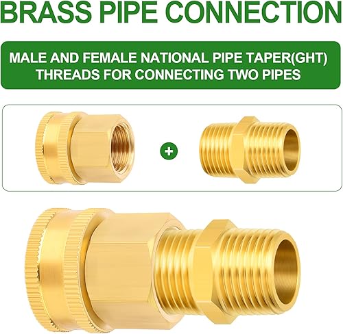 Miniatura 3 de TAISHER Paquete de 2 conectores de manguera NPT hembra de latón de 34 pulgadas GHT x hembra de 12 pulgadas, adaptador de manguera, accesorios y