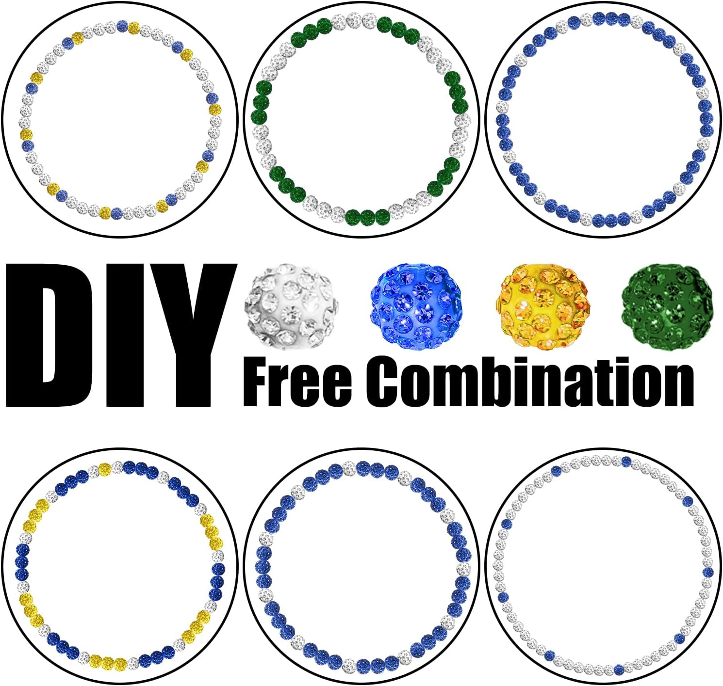 Jolbndcv Baseball Necklace Beaded Chain 120pcs 10mm Clay Rhinestone Beads Shiny Round Crystal Beads for DIY Jewelry Craft Making with Rope - Image 4