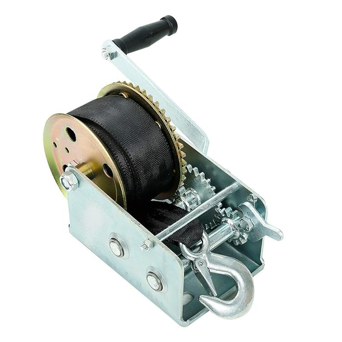 Buy Fekuar 2500lbs Hand Winch with 24FT Strap, Heavy Duty Hand Crank Gear Winch Portable Manual