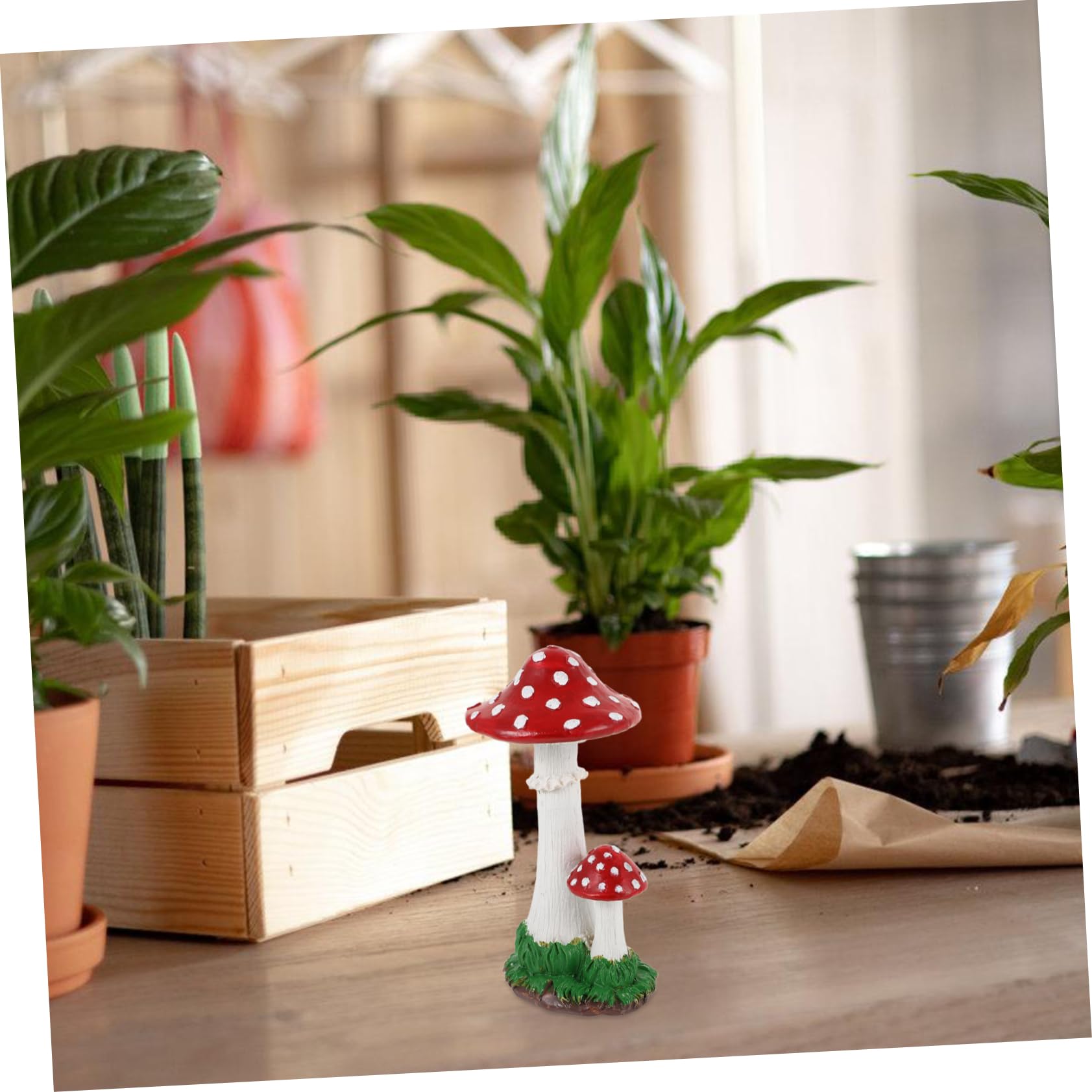 NUOBESTY 3stücke Mushroom Ornament Resin Lustige Gartenfigur Für Außenbereich Dekorative Pilzstatue Für Garten Und Terrasse Wetterbeständig Und Charmant Für Gartenliebhaber