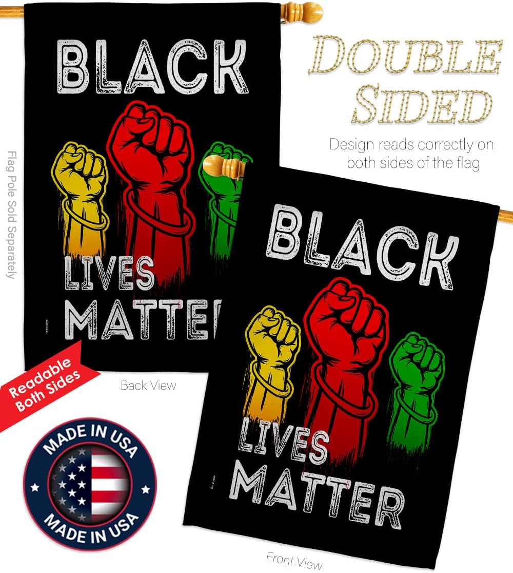 Justice for BLM Wall Decor American Flag Banner Pack Patio Lawn Garden Patriotic Outdoor Decorations Indoor Tapestry Yard Sign Black History Month BLM African Americans Heritage Made in USA