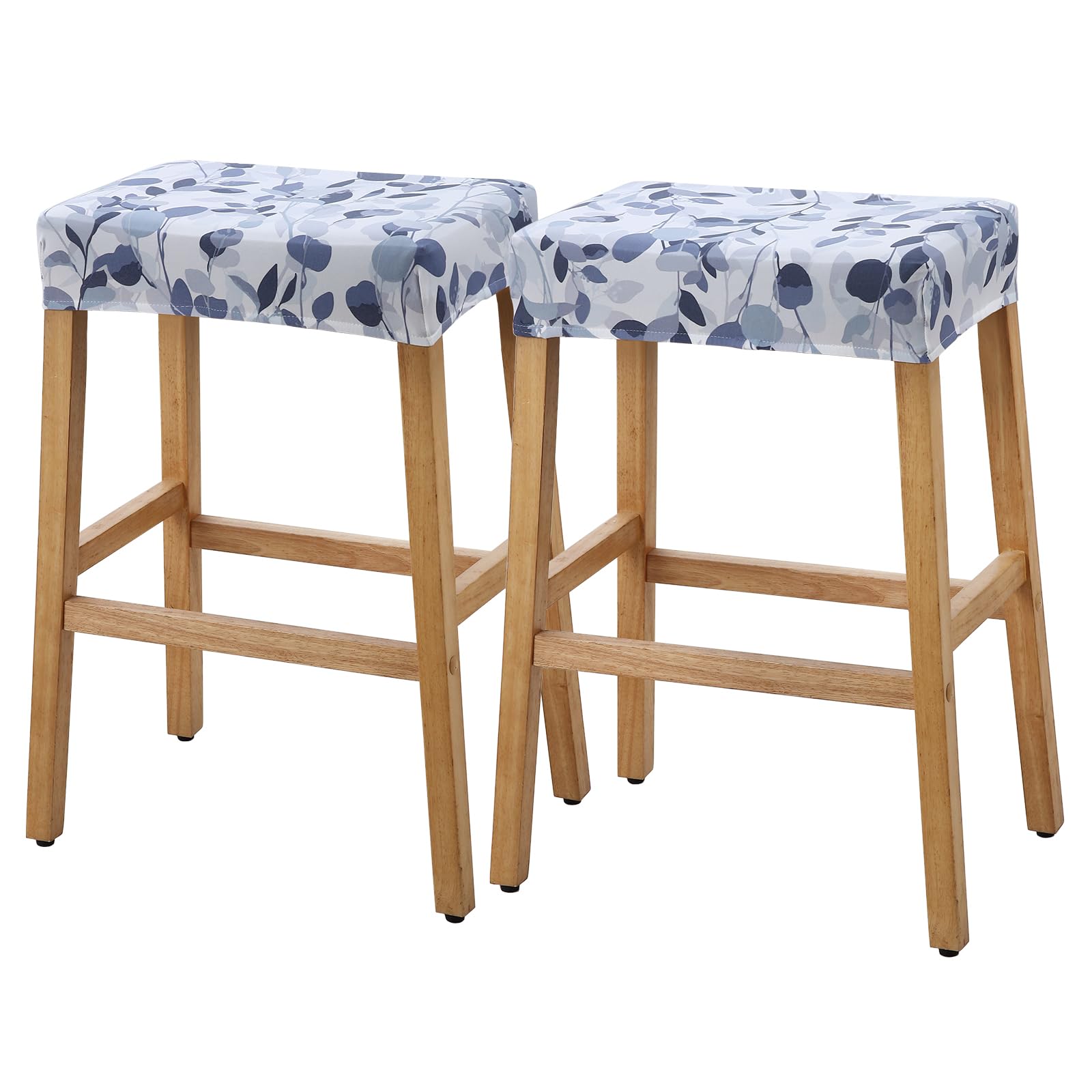 YISUN Stool Covers Rectangle - 2 Pack Stretch Waterproof Saddle Seat Cover Counter Bar Stools Bar Chairs Covers Kitchen Island Chairs Cushion Protector (2, F-Grey White)