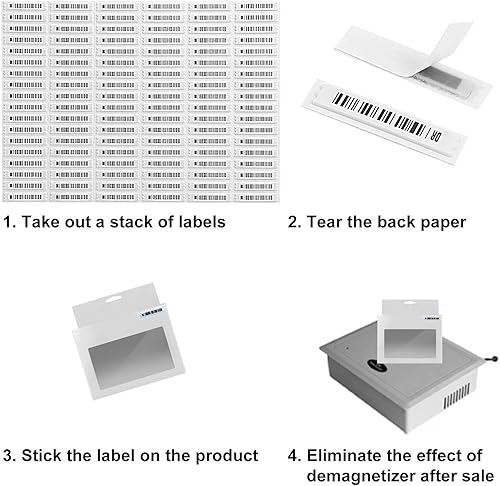 Miniatura 6 de 5000 etiquetas de seguridad AM de 58 khz, etiquetas suaves compatibles con sistema EAS acústico magnético de 58 khz (códigos de barras simulados)