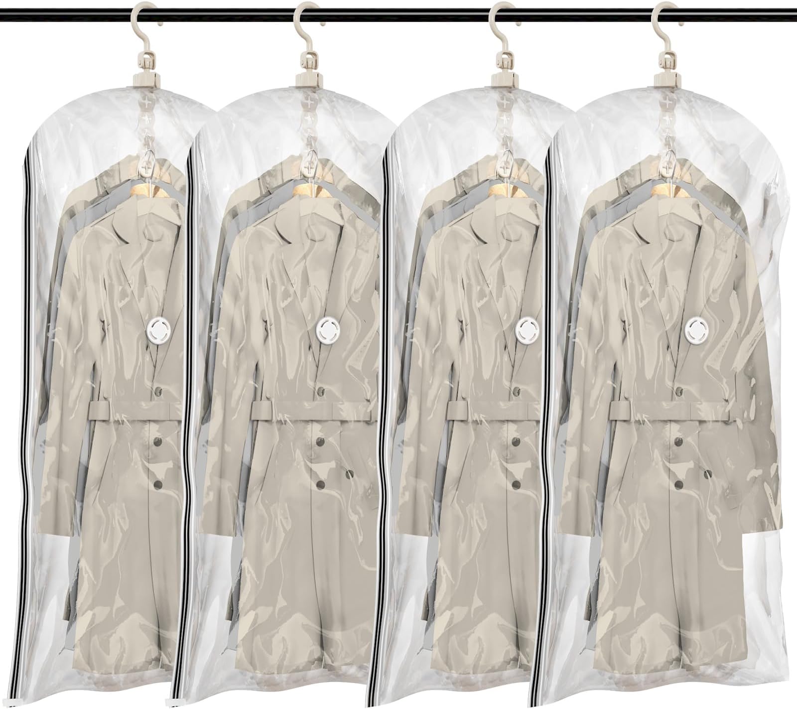 TAILI Hanging Vacuum Space Saver Bags for Clothes, 4 Pack Long 53x27.6 inches, Vacuum Seal Storage Bag Clothing Bags for Suits, Dress Coats or Jackets, Closet Organizer and Storage