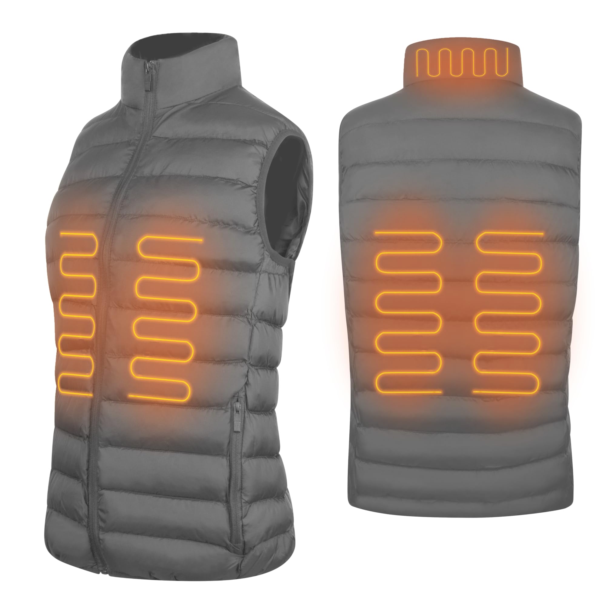 iN Heated Gilet with Smart Heating – Lightweight & Rechargeable Winter Jacket for Women & Men, Heated Jacket for Camping, Skiing, Motorcycle Fishing & Various Outdoor Activities - Grey Colour - (S)