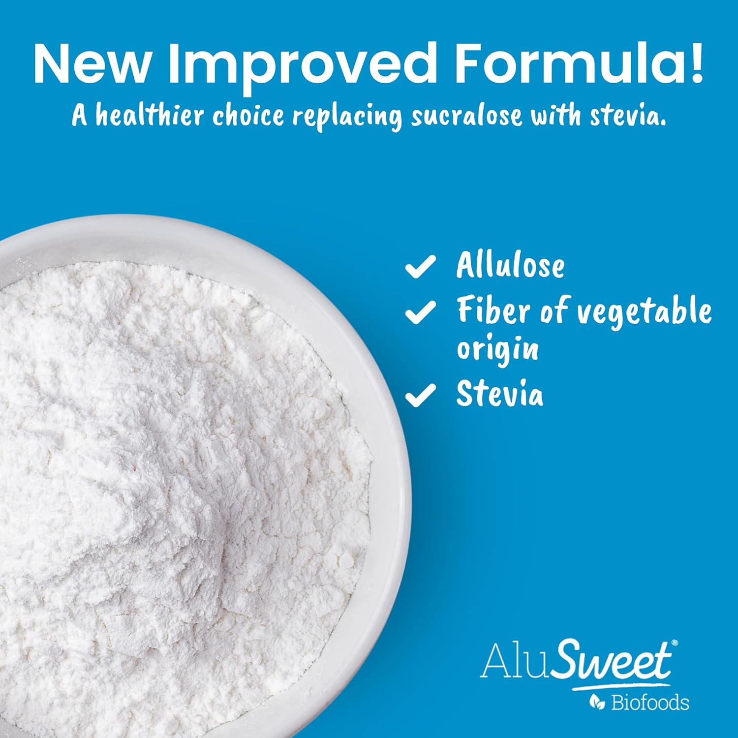Alusweet Allulose Sweetener Zero Calorie - 48 oz - 1:1 Sugar Substitute, Keto-Friendly, Gluten-Free, Non-Glycemic, Plant-Based Sugar Substitute for Baking, Coffee, Cooking and Drinks