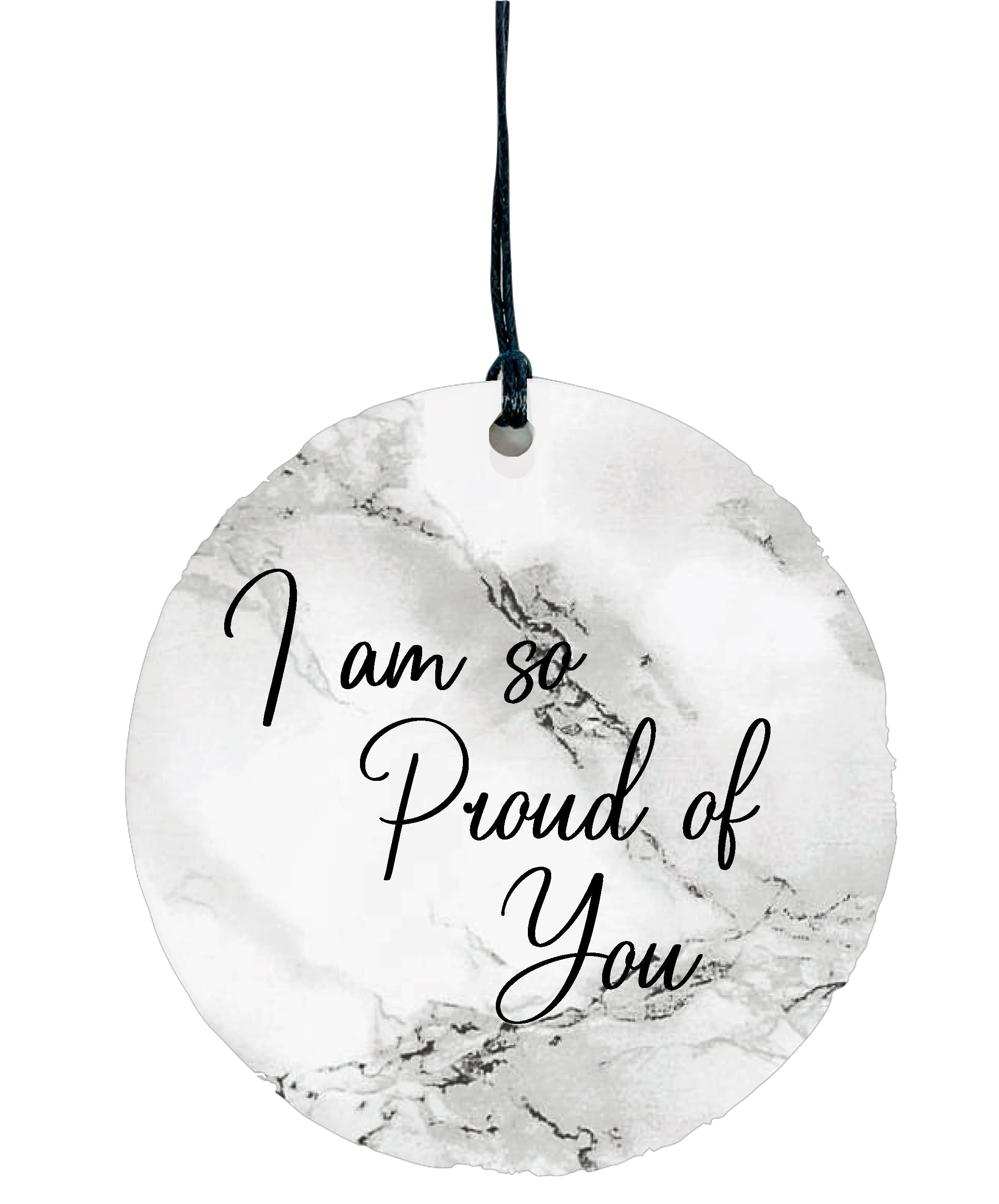 Ceramic Circle Plaque Decoration - I am so Proud of You (Marble, Message on Back)