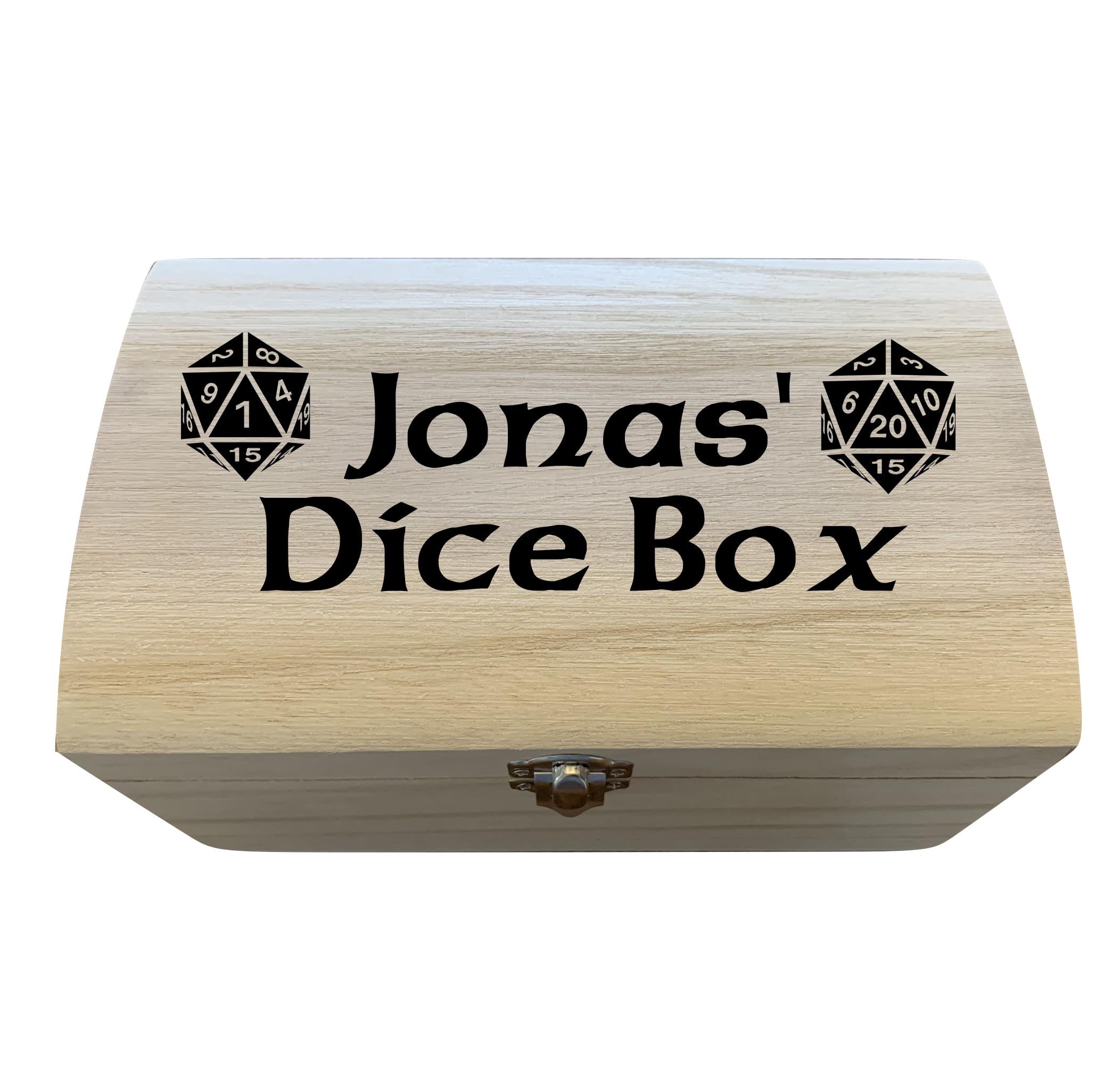 Personalised Wooden Keepsake Box, Engraved D&D DND Dice Storage Box, Dungeons and Dragons Dice Box, Role Play Gaming