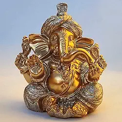Ganesha decorativa em resina Hindu Deus Sorte Prosperidade Sabedoria (ganB118D)
