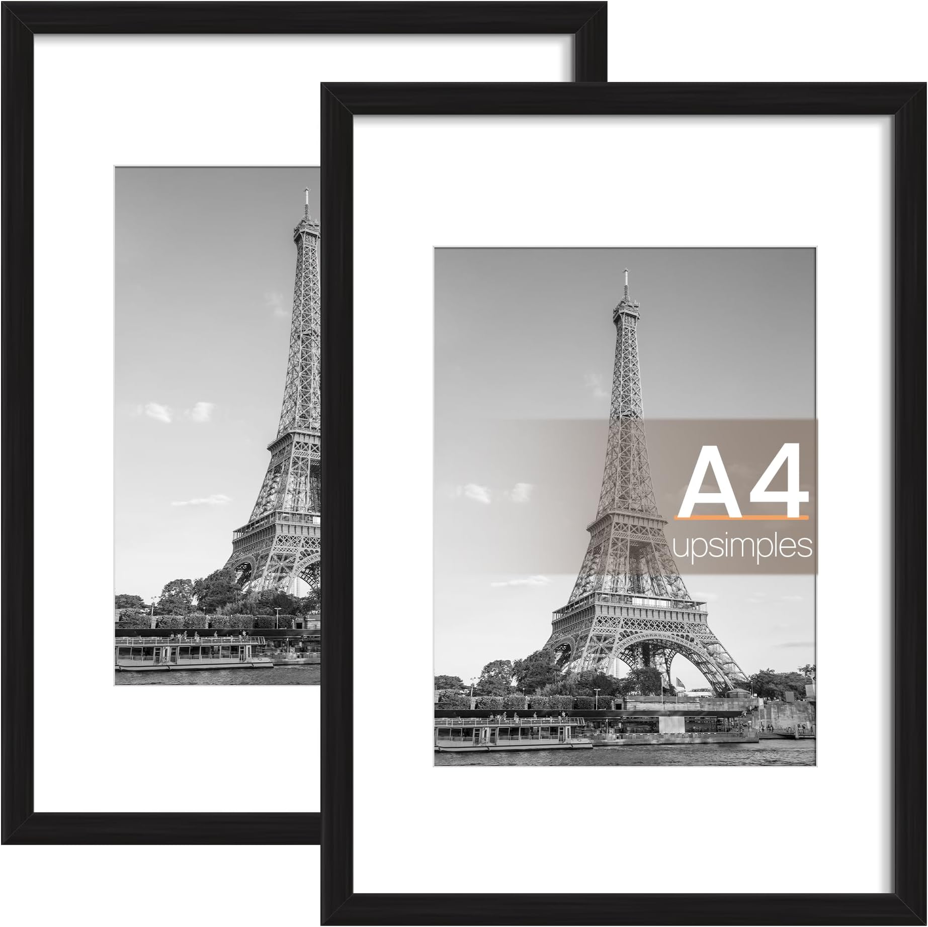 upsimples Picture Frame A4, Pack of 2 Picture Frames Children's Drawings A4, Lightweight & Thin Frame Black for Photos, Pictures, Posters