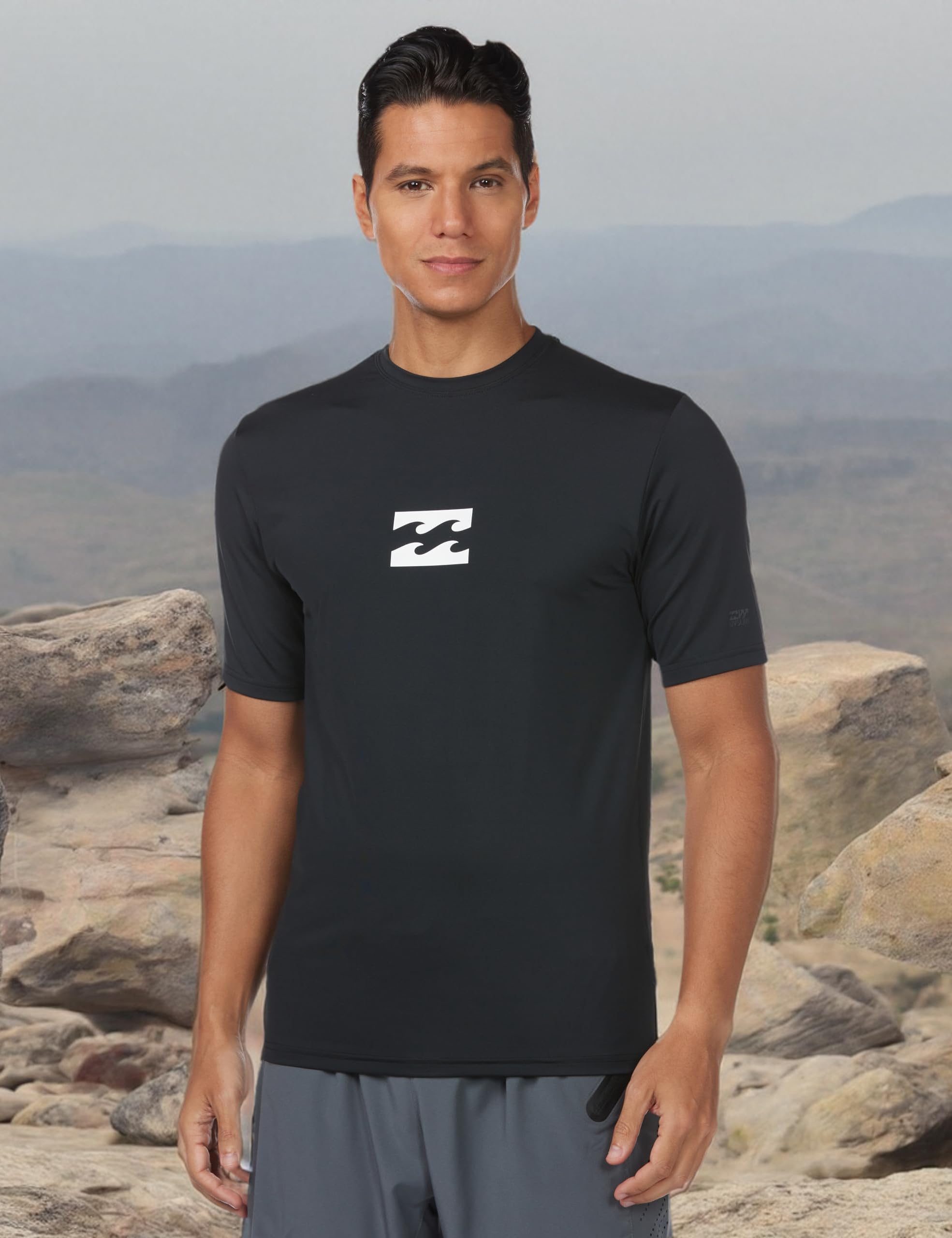 Billabong Classico Rashguard con Maniche Corte, vestibilità Comoda Maglietta Rash Guard Uomo