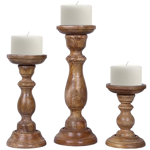 Mela Artisans 6”, 9” & 12” Mango Wood Pillar Candle