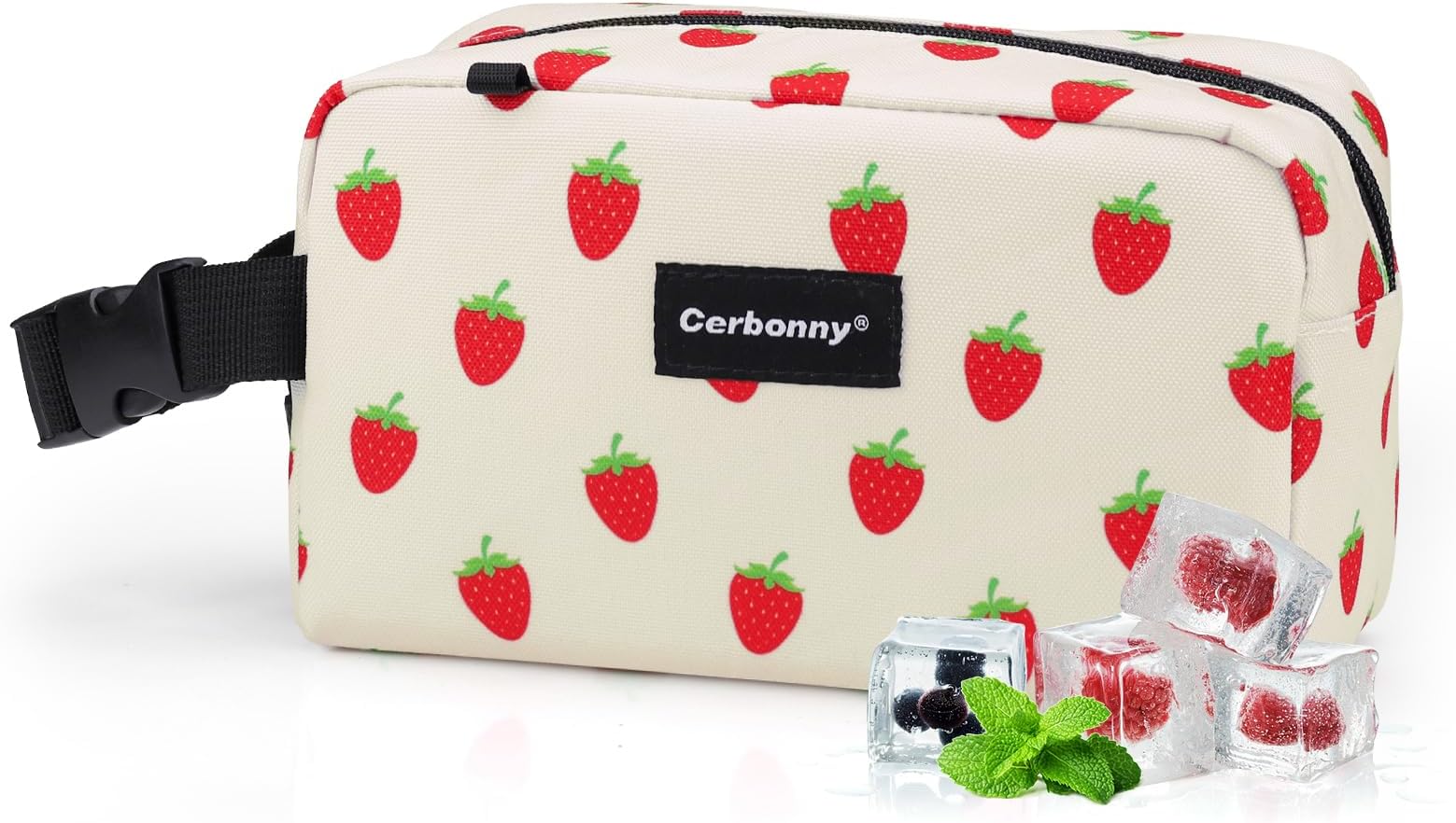 Cerbonny Small Cooler Bag Freezable Lunch Bag for Work School Travel,Small Lunch Bag,insulated snack bag For Adults/Kids,Mini Cooler,Lunch bag small Fit For Yogurt（Strawberries）