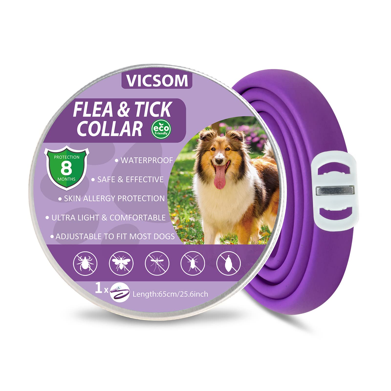 Collares Antiparasitario para Perros, Collar Antipulgas Perros, Collar de Pulgas y Garrapatas para Perro Impermeable Regulable, Válido 8 Meses para Perros de Todos los Tamaños Verde