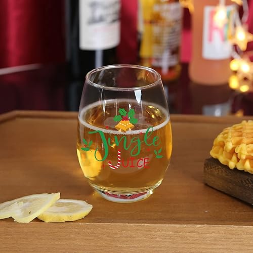 Miniatura 5 de Jogskeor Jingle Juice - Copa de vino de Navidad, 15 onzas, copa de vino de Navidad sin tallo para amigos, mujeres y hombres, idea de regalo de Año